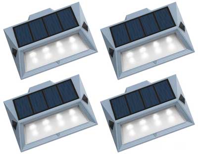 4-Pack Solar Stair Lights, Extra Bright LED Bulbs