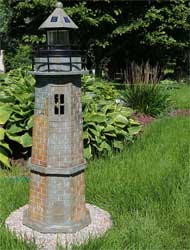 Aged Brick LED Lighthouse Garden Statue - 3 Feet Tall