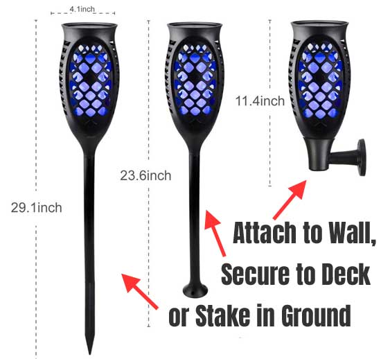 3 Wasy to Install Flickering Blue Solar Lights: on Wall, on Deck or Stake in Ground