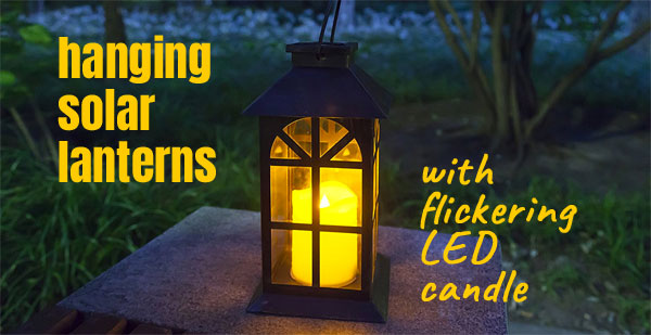 Hanging Solar Lanterns with Flickering LED Candles