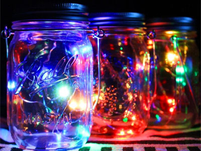 Colored Mason Jar Solar Lights