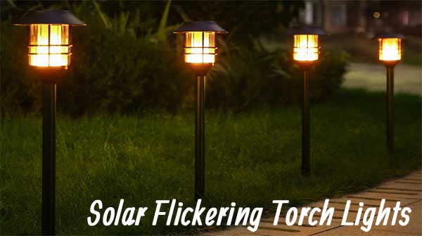 Solar Flickering Torch Lights Have 3 Adjustable Heights Up to 55" Tall