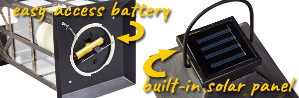 Solar Lantern Panel and Battery Locations