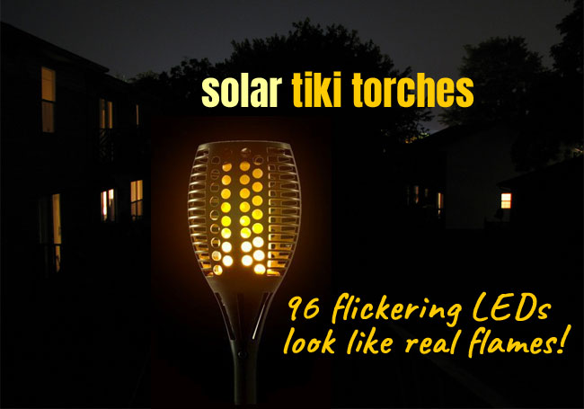 Solar Tiki Torches have 96 Flickering LEDs that Look Like Real Flames
