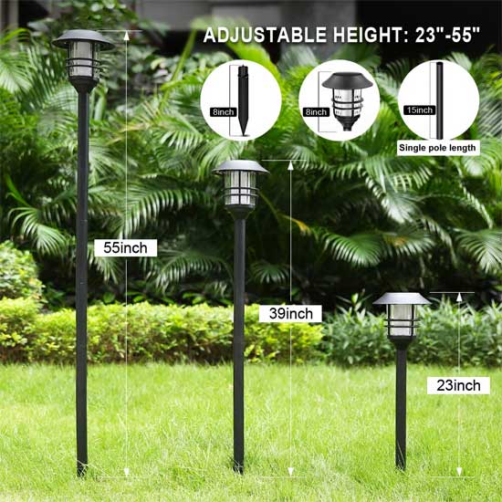 Tall Solar Torches Have 3 Adjustable Heights - Up to 55"" Tall