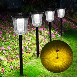 Set of 4 Ultra Bright Solar Lights for Pathway, Last All Night, Even Work in Cloudy, Rainy Weather
